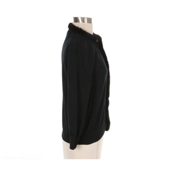 Prada 2013 Black Virgin Wool & Mohair Cardigan with Mink Fur Trim – Size IT 46 - Picture 2 of 11